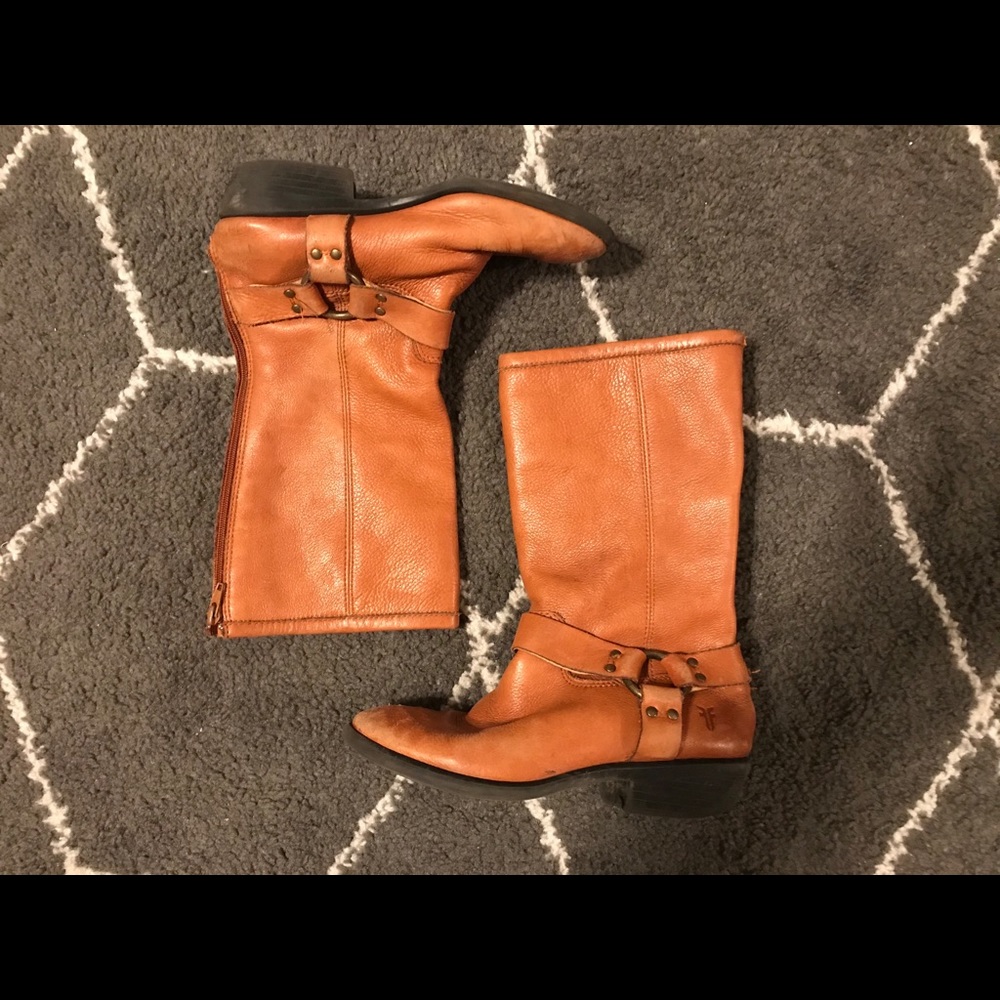 Frye Kids cognac zip up boots C14